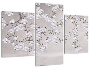 Tablou - Flori într-un peisaj gri (90x60 cm)