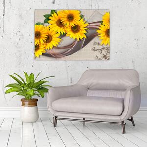 Tablou - Flori strălucitoare de floare soarelui (90x60 cm)