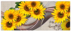 Tablou - Flori strălucitoare de floare soarelui (120x50 cm)