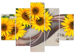 Tablou - Flori strălucitoare de floare soarelui (150x105 cm)
