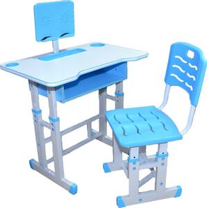 Birou + scaunel, reglabile/albastru/PAL+metal+plastic