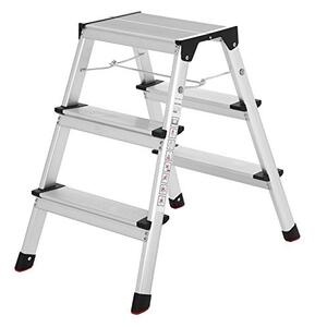 Scara cu 3 trepte, Songmics, Argintiu-Negru, 74x38.5x56 cm