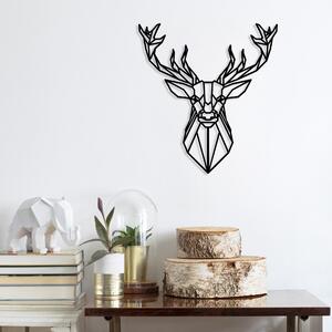 Decoratiune de perete Metal Deer4, Negru, 65x0,15x60 cm