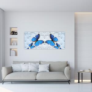 Tablou - Fluturi albaștri (120x50 cm)