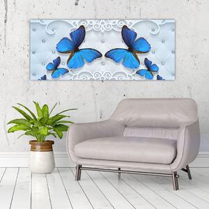 Tablou - Fluturi albaștri (120x50 cm)