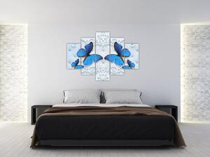 Tablou - Fluturi albaștri (150x105 cm)