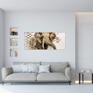 Tablou - Elefant spârgând peretele (120x50 cm)