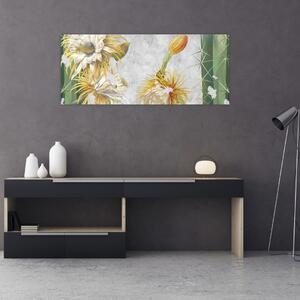 Tablou - Cactuși înfloriți, vintage (120x50 cm)