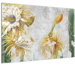 Tablou - Cactuși înfloriți, vintage (90x60 cm)