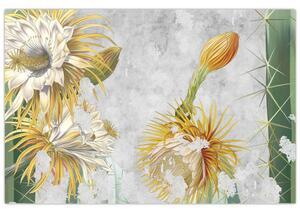 Tablou - Cactuși înfloriți, vintage (90x60 cm)