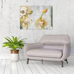 Tablou - Cactuși înfloriți, vintage (70x50 cm)