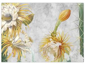 Tablou - Cactuși înfloriți, vintage (70x50 cm)