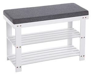 Banca cu suport pantofi Model Asher, Alb / Gri, 71x29x49 cm