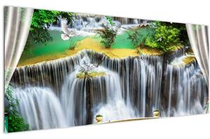 Tablou - Privire la cascade magice (120x50 cm)