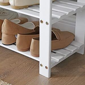 Banca cu suport pantofi Model Asher, Alb / Gri, 71x29x49 cm