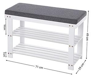 Banca cu suport pantofi Model Asher, Alb / Gri, 71x29x49 cm