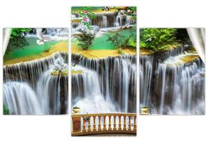 Tablou - Privire la cascade magice (90x60 cm)