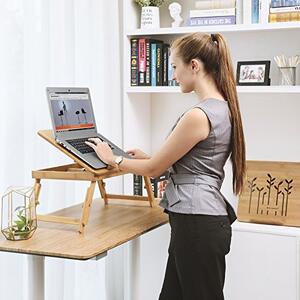 Masuta Suport Laptop Model Kaisley, 55x35x(21-29) cm, Natural, Lemn