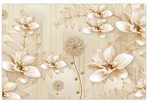 Tablou - Compoziție flori aurii (90x60 cm)