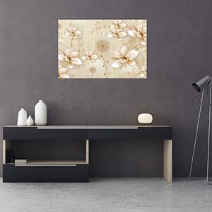 Tablou - Compoziție flori aurii (90x60 cm)