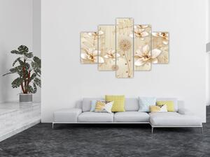Tablou - Compoziție flori aurii (150x105 cm)
