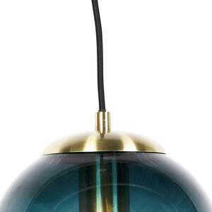 Lampa suspendata art deco alama cu sticla albastru ocean 20 cm - Pallon