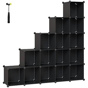 Sistem de depozitare modular, 15 cuburi Model Marcos, Negru, 123x31x123 cm