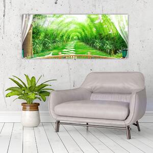 Tablou - Privire la grădina tropicală (120x50 cm)