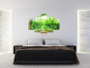 Tablou - Privire la grădina tropicală (150x105 cm)