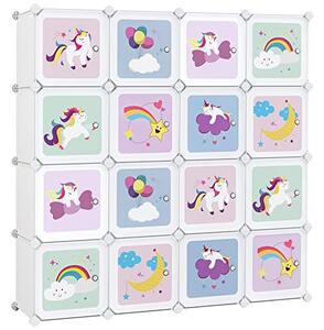 Sistem de depozitare modular, 16 cuburi Model Virginia, Multicolor, 123x31x123 cm