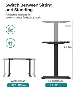 Cadru pentru Birou Songmics, model Shane, 107.5-175x71-117x60 cm, Maro/Negru