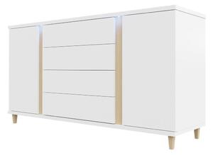 Comodă Aurelius 180 AR04 (Alb + Alb lucios + furnir natural). 1058420