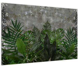 Tablou - Zid de beton cu plante (90x60 cm)