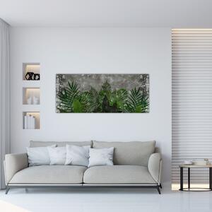 Tablou - Zid de beton cu plante (120x50 cm)