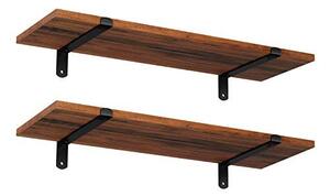 Set 3 Etajere Suspendate Model Bodhi, Maro antichizat/Negru, 60x20x15 cm