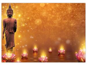 Tablou - Buddha în sclipici auriu (70x50 cm)
