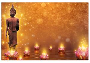 Tablou - Buddha în sclipici auriu (90x60 cm)