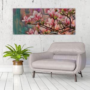 Tablou - Pictură în ulei, Sakura în floare (120x50 cm)