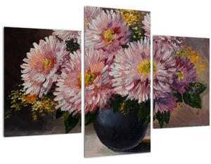 Tablou - Pictură în ulei, flori în vază (90x60 cm)