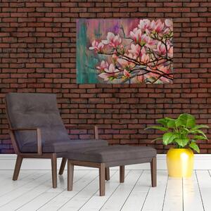 Tablou - Pictură în ulei, Sakura în floare (90x60 cm)