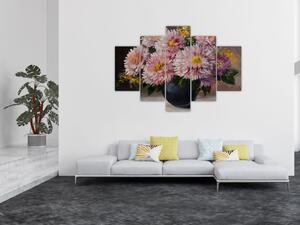 Tablou - Pictură în ulei, flori în vază (150x105 cm)