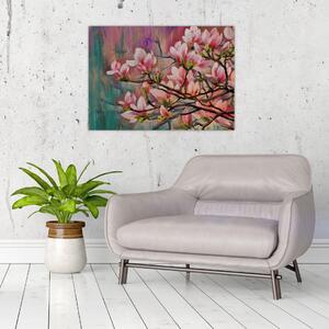 Tablou - Pictură în ulei, Sakura în floare (70x50 cm)