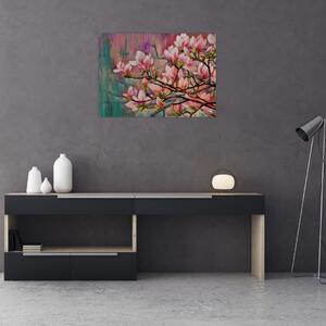 Tablou - Pictură în ulei, Sakura în floare (70x50 cm)