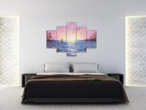 Tablou - Apus de soare deasupra apei, aquarelă (150x105 cm)