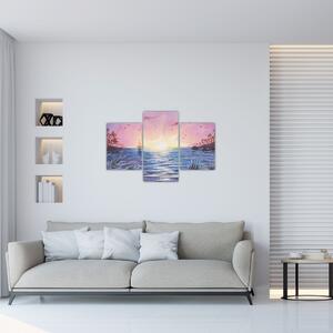 Tablou - Apus de soare deasupra apei, aquarelă (90x60 cm)