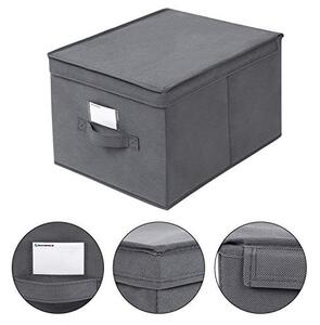 Set 3 cutii depozitare pliabile, Songmics, Gri, 40x30x25 cm
