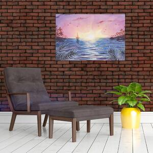 Tablou - Apus de soare deasupra apei, aquarelă (90x60 cm)