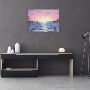 Tablou - Apus de soare deasupra apei, aquarelă (70x50 cm)