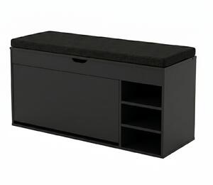 Dulap pentru pantofi cu loc de șezut și rafturi retractabile GRADIA, 100 x 34 x 50 cm, negru