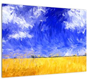 Tablou - Pictură în ulei, câmp auriu (70x50 cm)